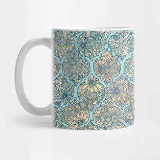 Moroccan Floral Lattice Arrangement - aqua / teal Mug